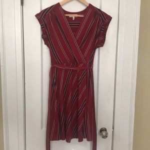 Red and black striped knee-length dress by Monteau
